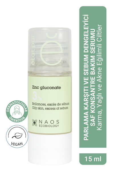 Pure Active Çinko Glukonat Sebum Dengeleyici Saf Konsantre Bakım Serumu 15 ml
