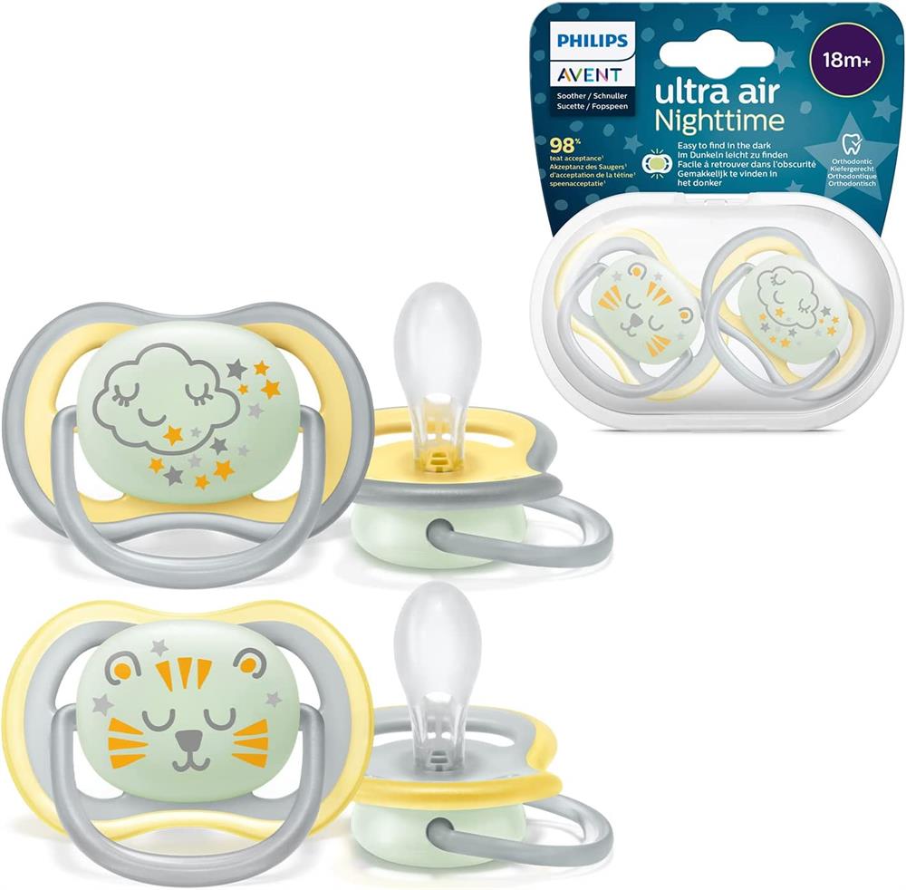 Philips Avent Schnuller 0-6 Monate - Kiefergerecht, Nachtleuchtend, Mit Sterilisator-Behälter