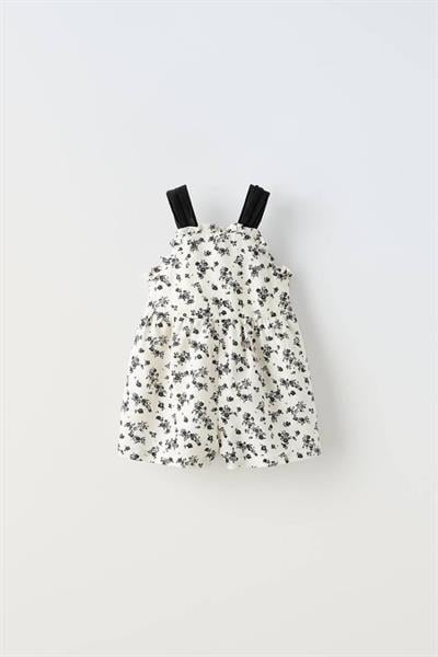 Çiçekli Keten Tulum Elbise