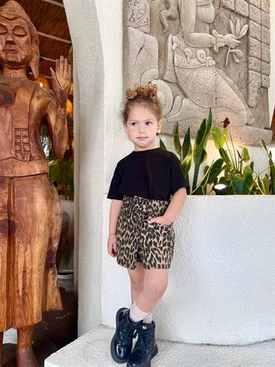 Leopar Şortlu Düz Alt-Üst Takım