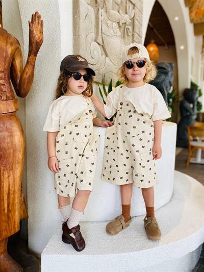 Unisex Çocuk Baskılı Salopet Tulum
