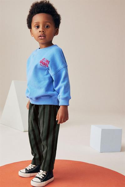 Yazılı Sweatshirt Çizgili Jogger Alt-Üst Takım