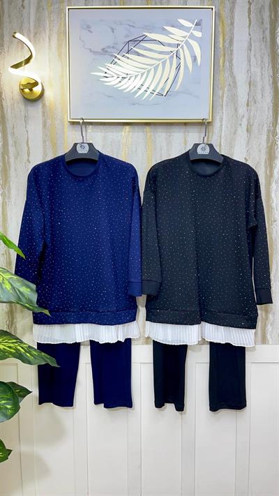 PİLİSELİ TAŞLI PANTOLONLU TAKIM