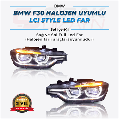 BMW F30 Halojen Far Uyumlu LCI Led Far Seti