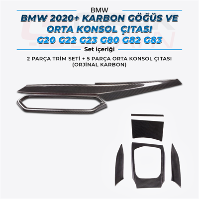BMW 2020+ Uyumlu Göğüs ve Orta Konsol Karbon Çıtası | G20 G22 G23 G80 G82 G83