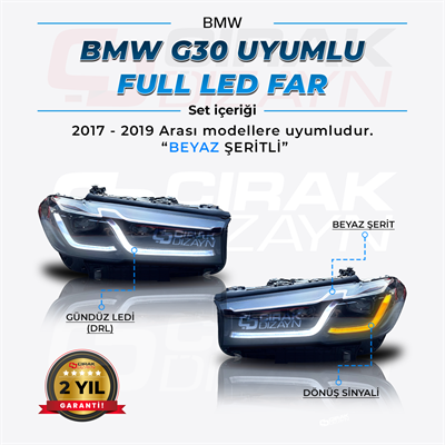 BMW G30 Uyumlu LCI Beyaz Şeritli Led Far