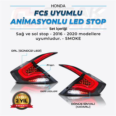 Honda FC5 Uyumlu Omurga Stop - SMOKE