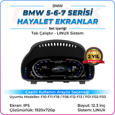 BMW 5/6/7 Serisi Uyumlu Hayalet Ekran F10-F11-F18 / F06-F12-F13 / F01-F02-F03