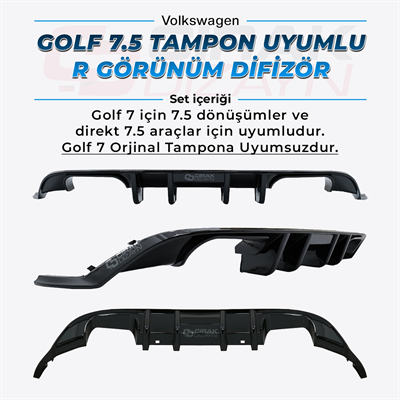 GOLF 7.5 TAMPON UYUMLU R GÖRÜNÜM DİFİZÖR 