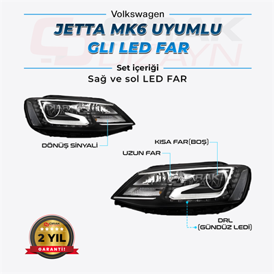 Jetta MK6 Uyumlu GLI Far 2011-2016