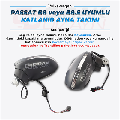 Passat B8 ve B8.5 Uyumlu Katlanır Ayna | Sinyal ve Aydınlatmalı