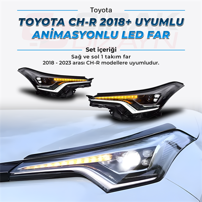 ToyotaToyota C-HR 2018+ Uyumlu Animasyonlu LED FarFar, Stop, Sis ledleri