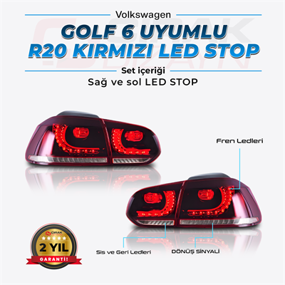 GOLF 6 R20 Led Stop Kırmızı / Gülen Yüz Stop