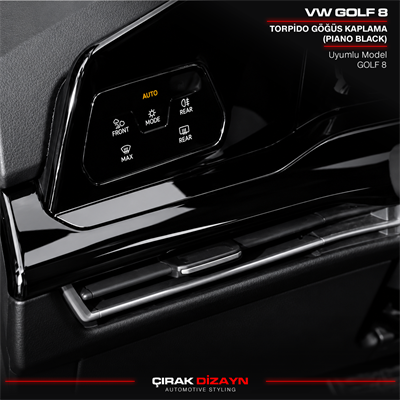 Volkswagen Golf 8 Uyumlu Piano Black Torpido Göğüs Kaplama