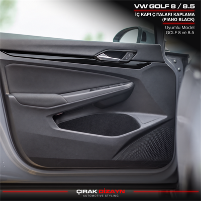 Volkswagen Golf 8 ve 8.5 Uyumlu Piano Black İç Kapı Çıtası Kaplama