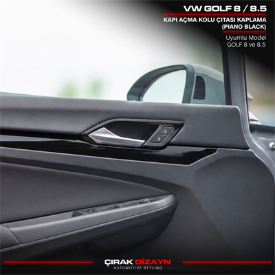 Volkswagen Golf 8 ve 8.5 Uyumlu Piano Black Kapı Açma Kolu Çıta Kaplama