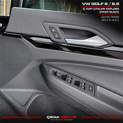 Volkswagen Golf 8 ve 8.5 Uyumlu Piano Black İç Kapı Çıtası Kaplama