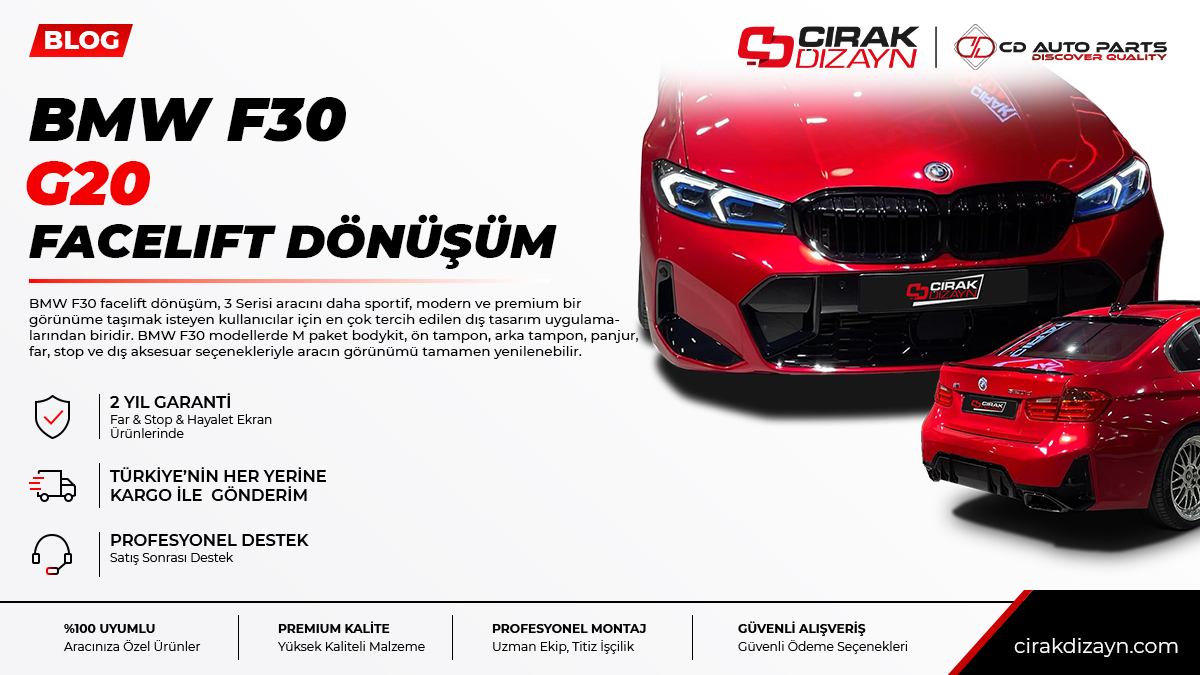 bmw f30 facelift,bmw f30 bodykit,f30 m paket,f30 tampon,f30 far,f30 stop,bmw f30 panjur,f30 dış aksesuar,antalya bmw f30,çırak dizayn