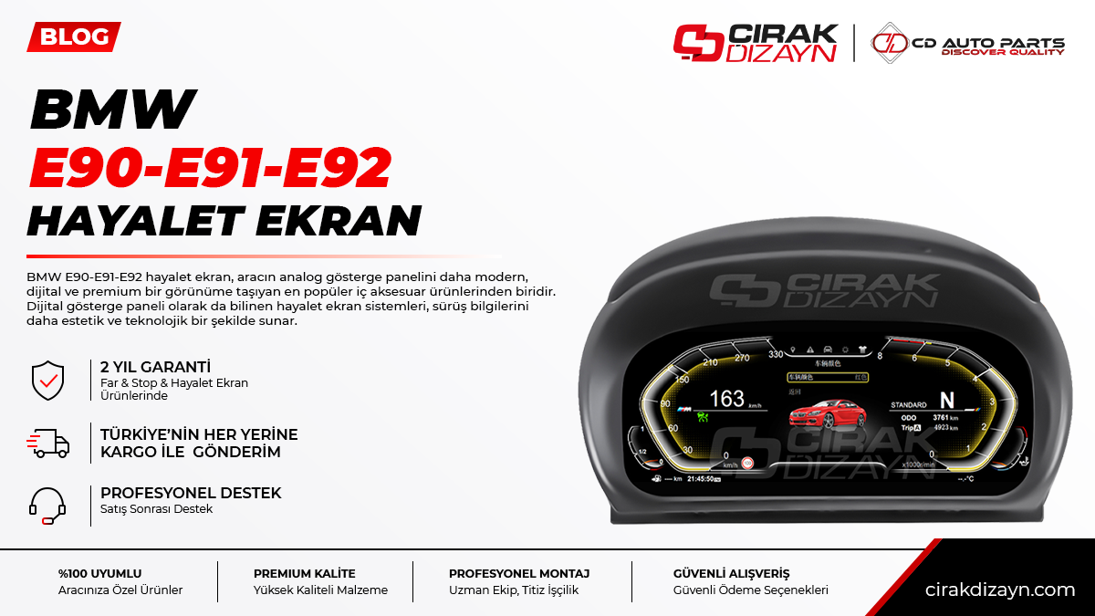 bmw e90-e91-e92 hayalet ekran,bmw e90-e91-e92 dijital gösterge,bmw e90-e91-e92 araç ekranı,bmw e90-e91-e92 iç aksesuar,hayalet ekran antalya,dijital ekran montaj,multimedya ekran,oto aksesuar antalya,çırak dizayn