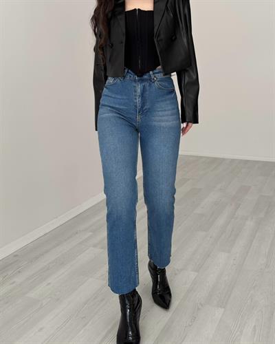 ZRA BOYFİT YÜKSEK BELLİ MİD BLUE JEAN 