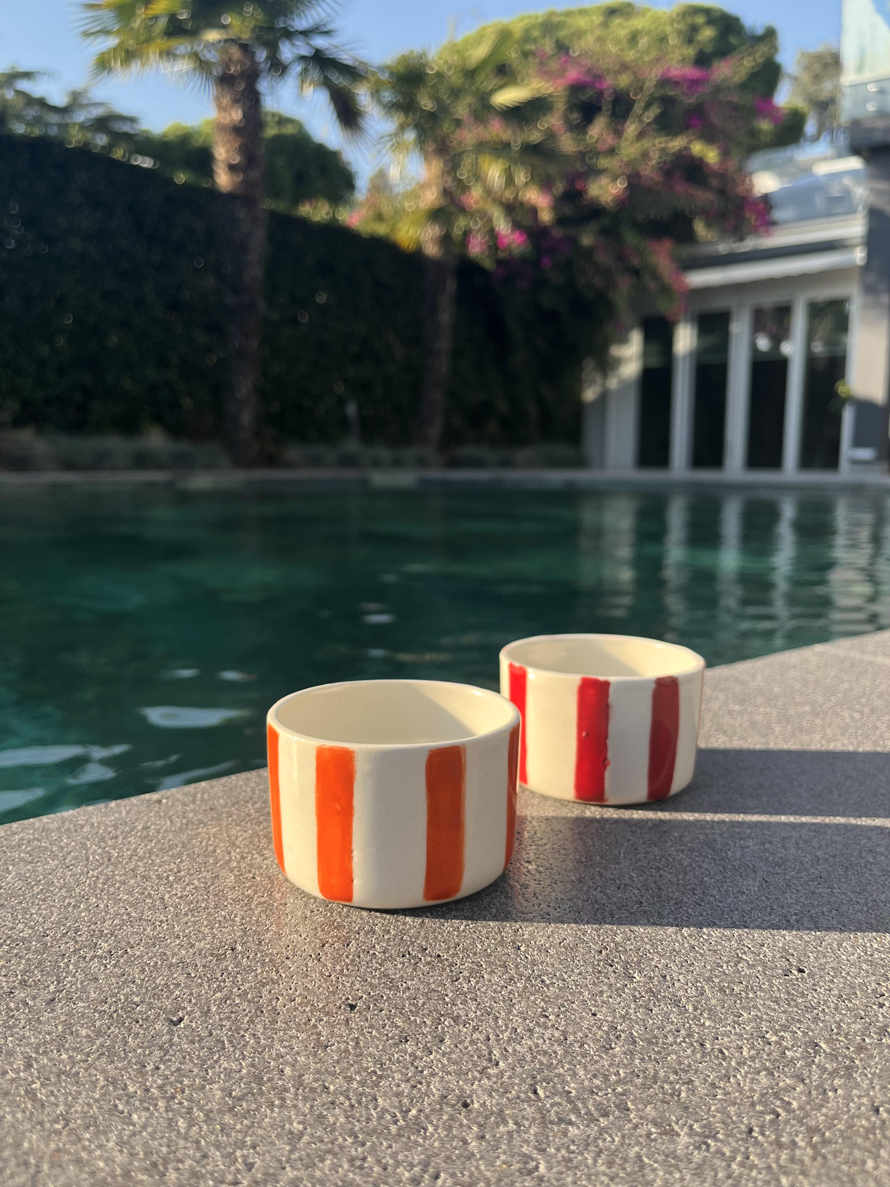 Dikey Çizgili Espresso&Double Espresso Bardak-Turuncu