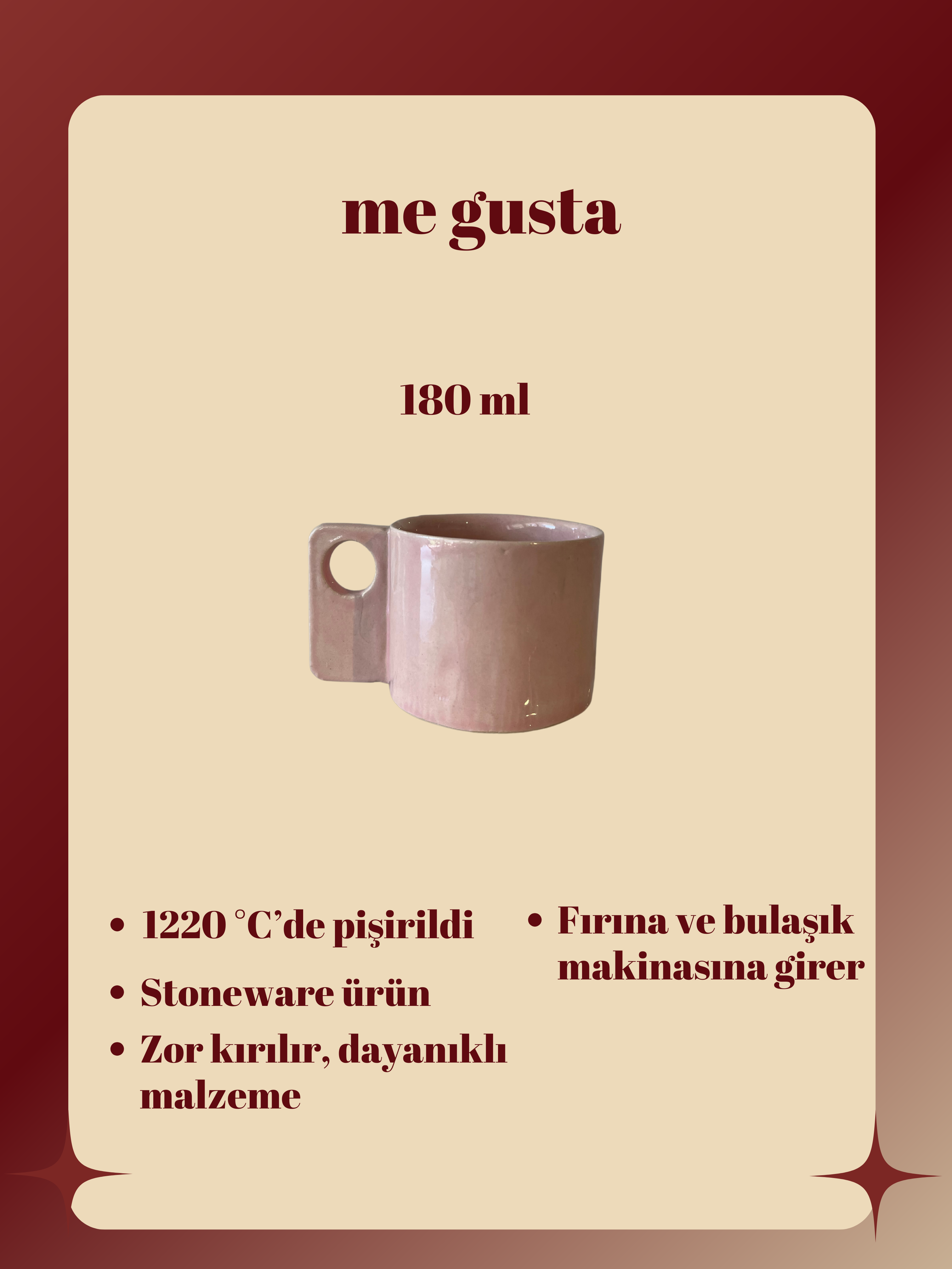 Açık Pembe Dikdörtgen Kupa