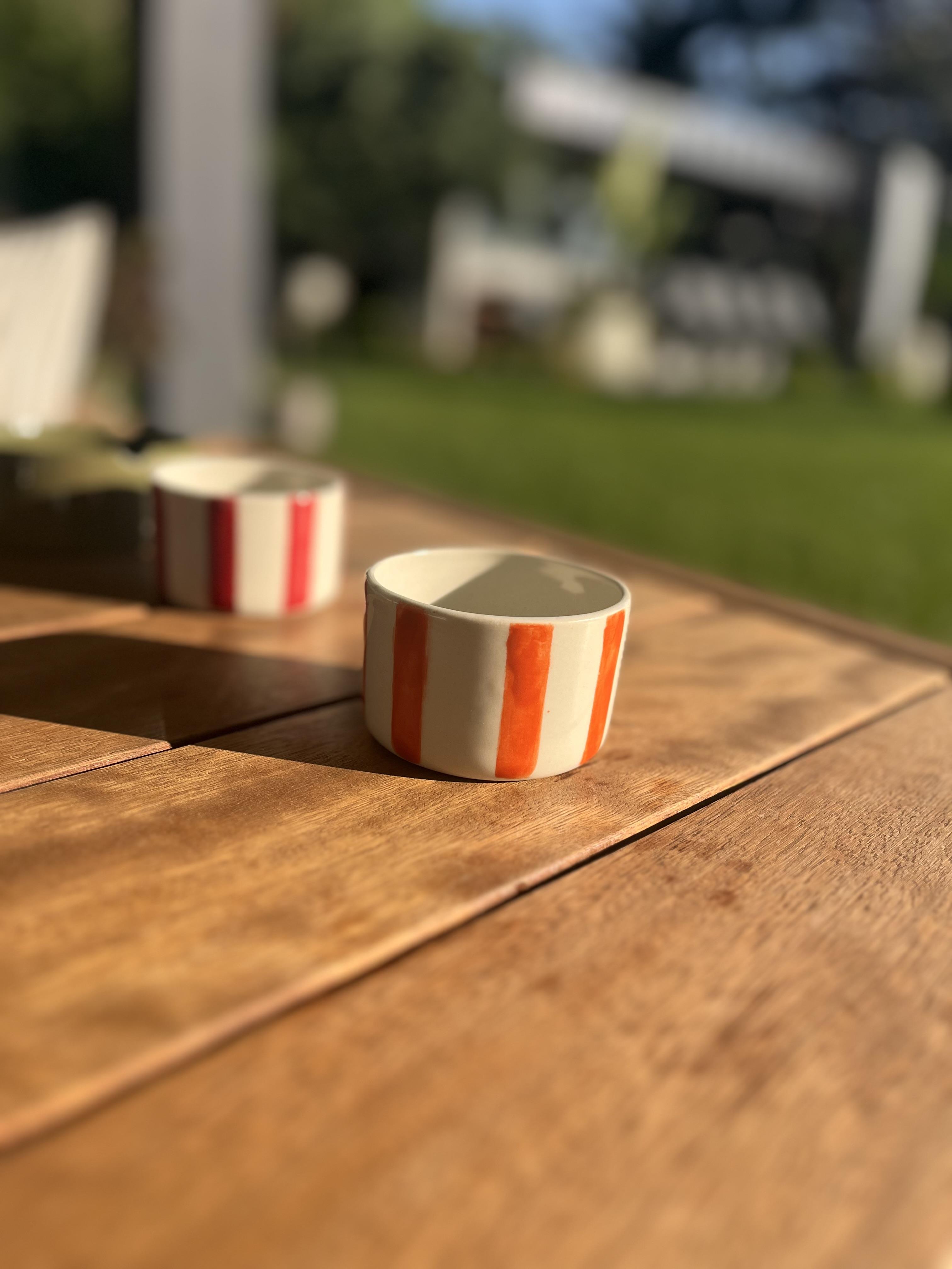 Dikey Çizgili Espresso&Double Espresso Bardak-Turuncu