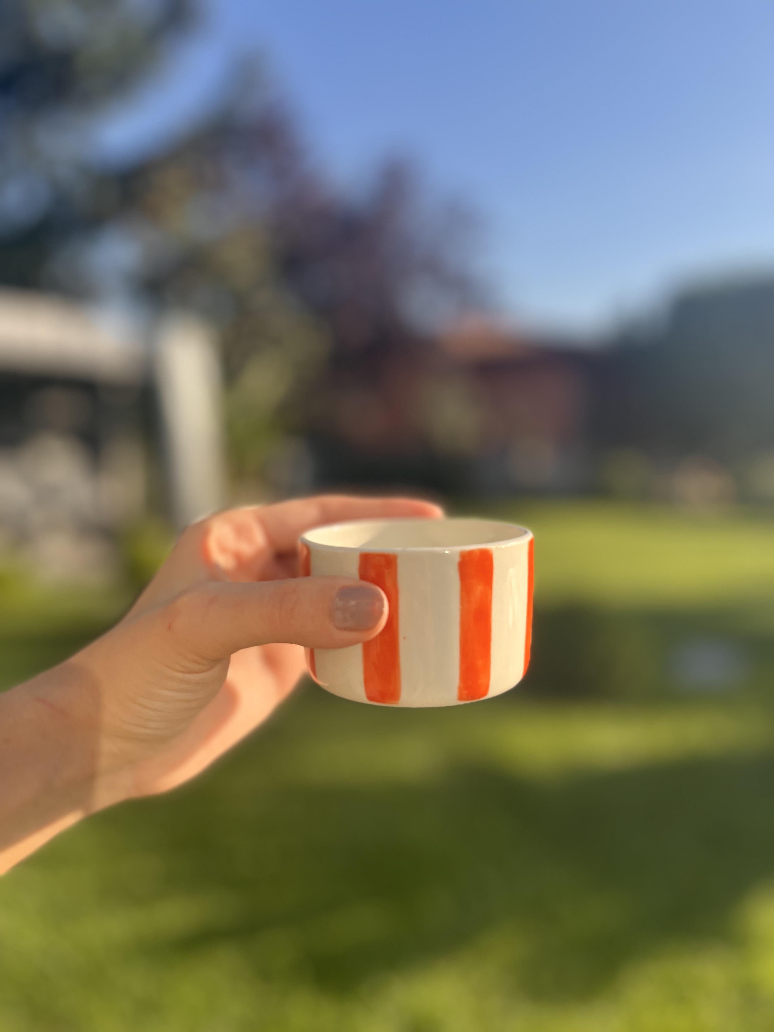 Dikey Çizgili Espresso&Double Espresso Bardak-Turuncu