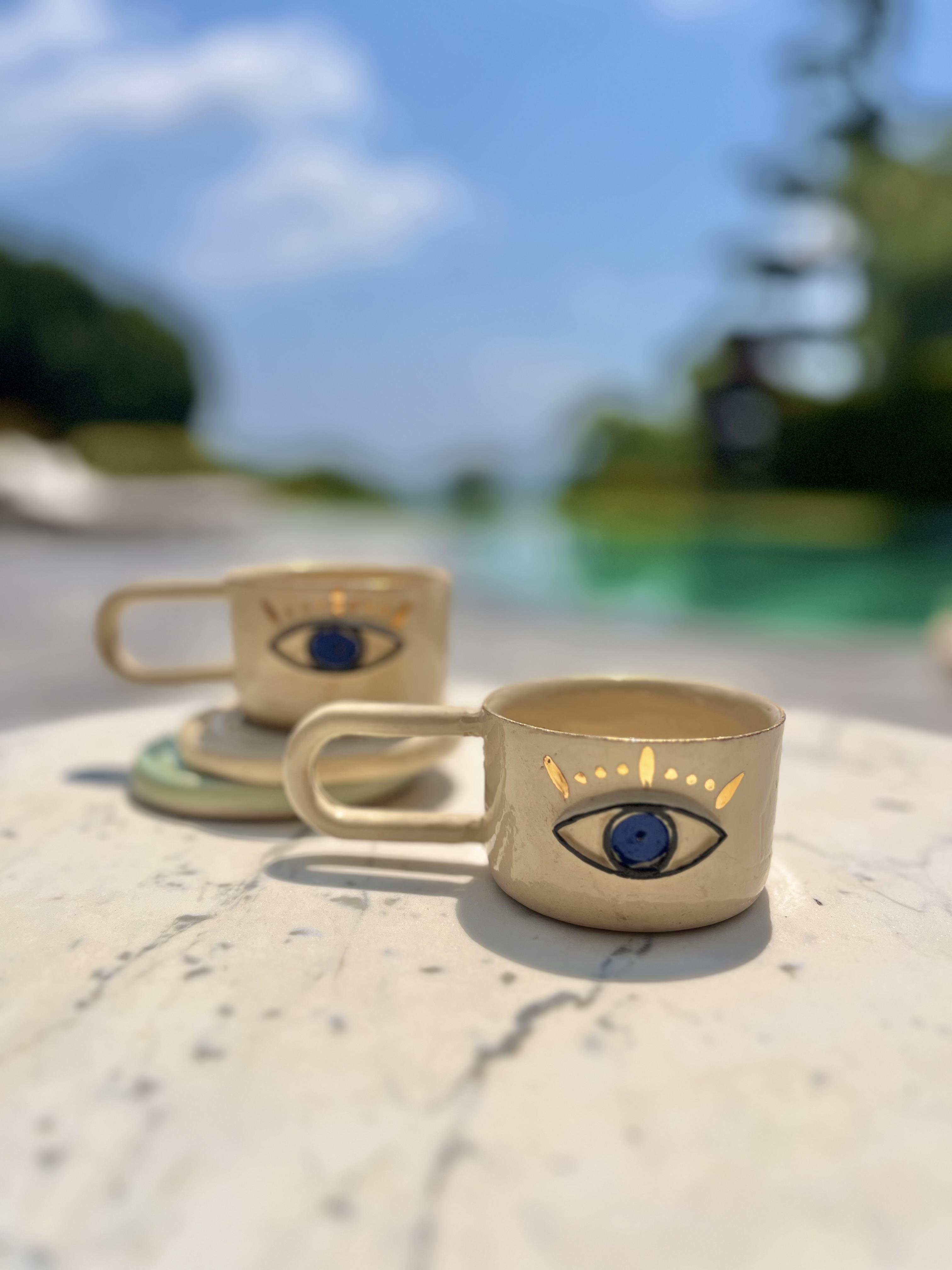 Evil Eye Stoneware Espresso Bardak