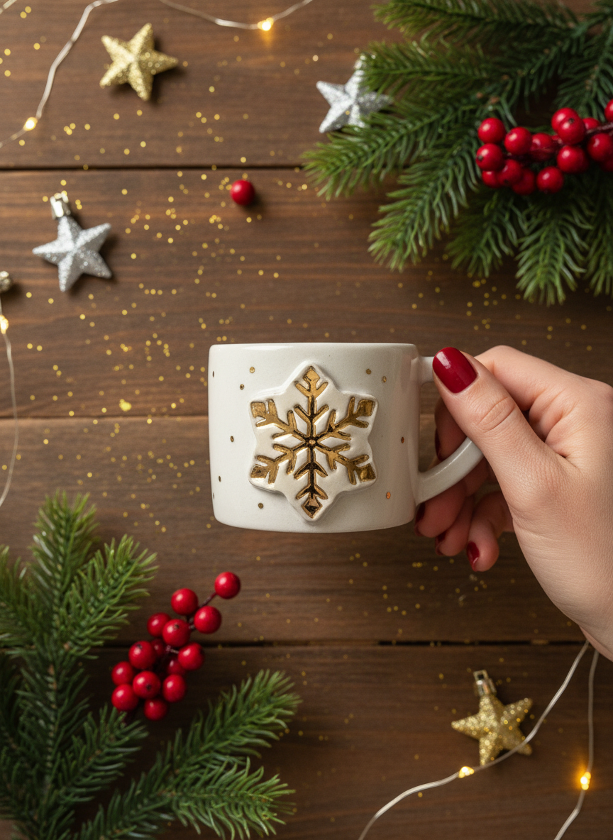 Kar Tanesi 2'li Stoneware Fincan Takımı