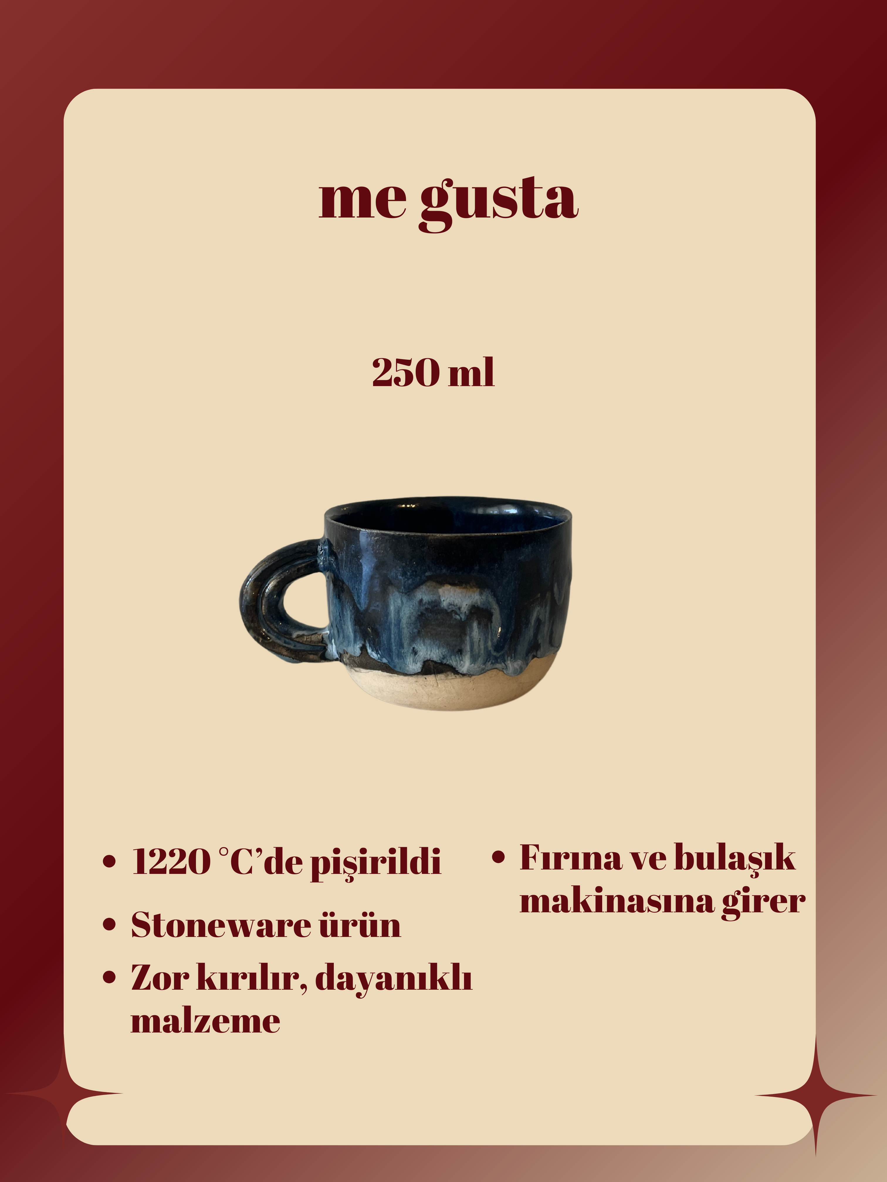 Lacivert Kulplu Kupa