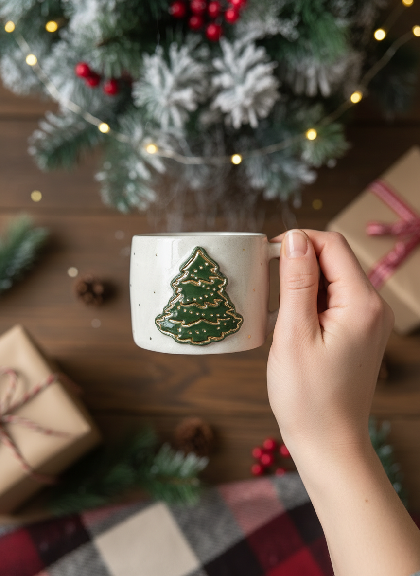 Yılbaşı Ağacı Stoneware 2'li Fincan Takımı