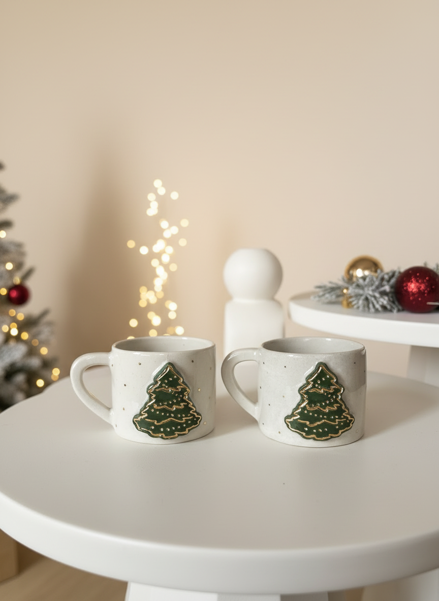 Yılbaşı Ağacı Stoneware 2'li Fincan Takımı