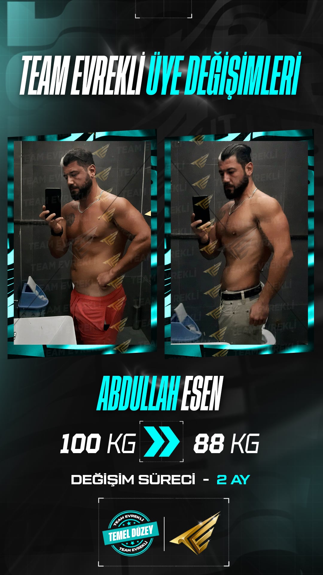 fitness öğrenci dönüşüm öncesi sonrası