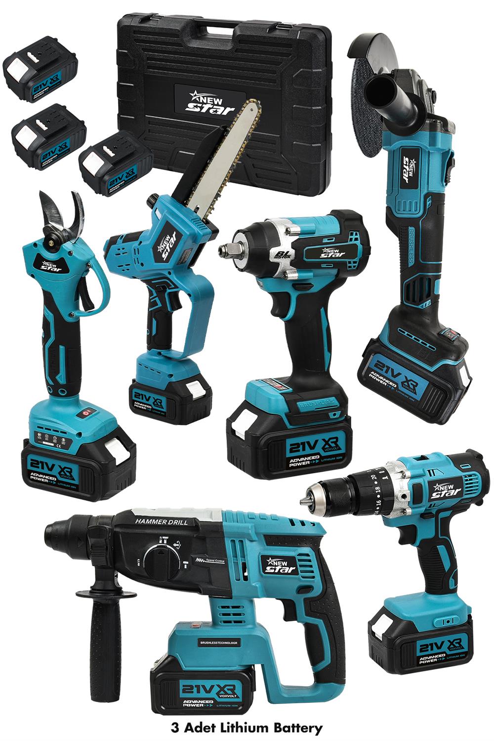 New Star 6'LI SET hilti+taşlama+somun s+vidalama+bağ makası+budama