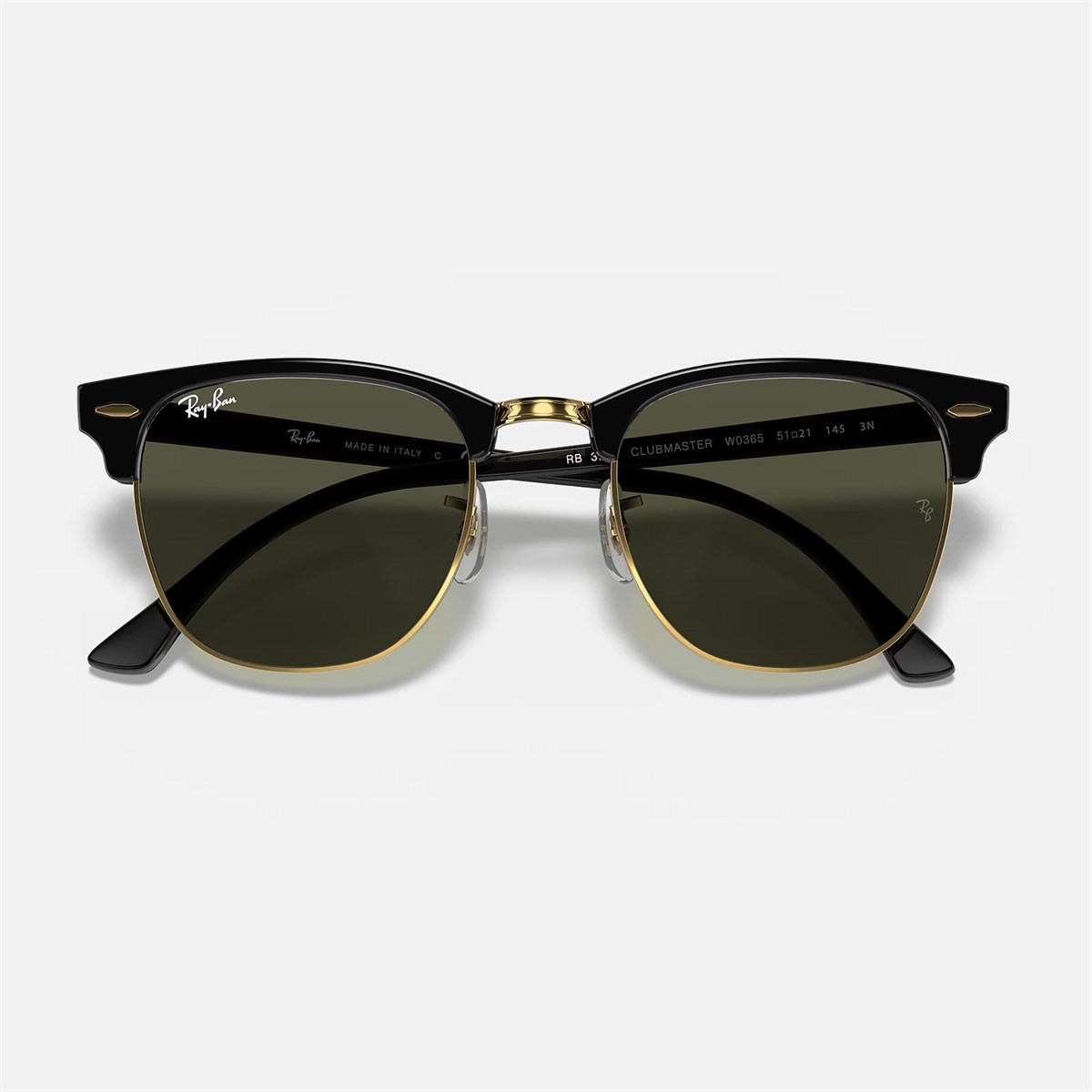 Ray-Ban Clubmaster RB 3016 W0365 51-00 - Siyah Unisex Güneş Gözlüğü