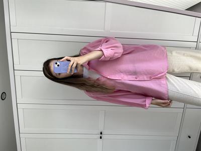 Pembe Tencel Oversize Gömlek
