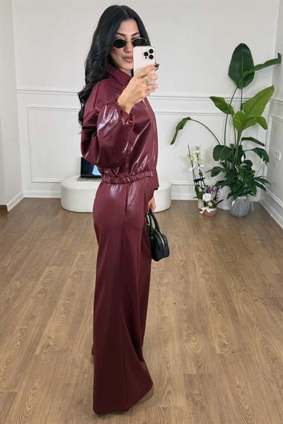 DERİ CEKET PANTOLON TAKIM - BORDO