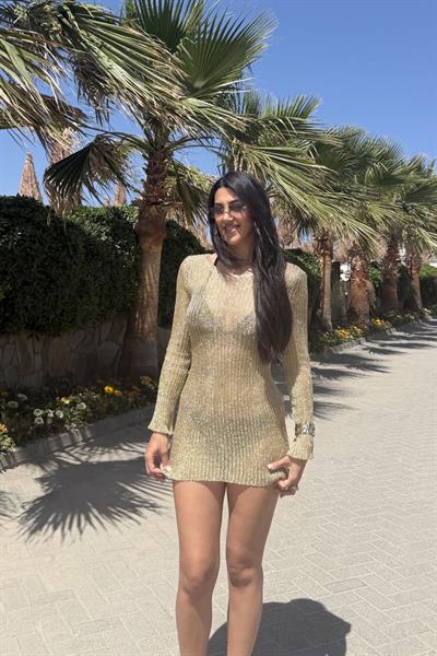 GOLD IŞILTILI TRANSPARAN PLAJ ELBİSESİ 