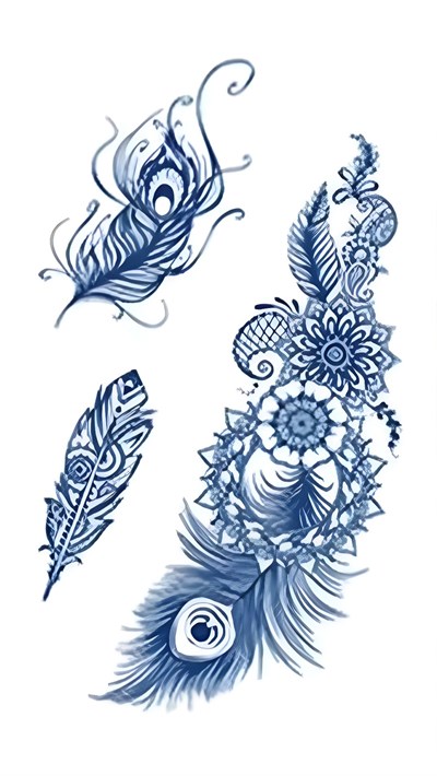  1 Ay Kalıcı Tüy Mandala Çiçek Desenli Geçici Dövme Tattoo - Suya Dayanıklı