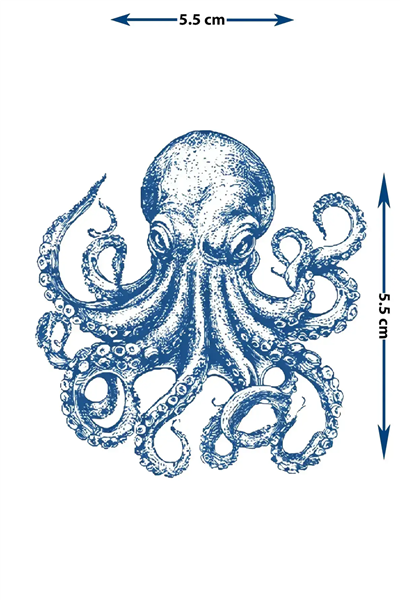 Ahtapot (Octopus) Yarı Kalıcı Dövme / 1 Ay Kalıcı - Deniz Temalı Sanatsal Geçici Omuz Dövmesi
