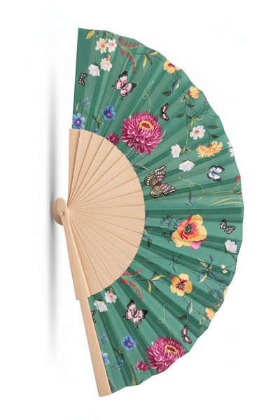 Bambu Yelpaze  Çiçek Desenli Katlanır El Yelpazesi Sakura Floral Hediyelik