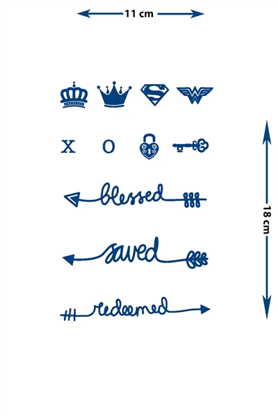 Blessed Yazı ve Ok Dövmesi – Minimalist Estetik Tasarım 1 Ay Kalıcı & Yarı Kalıcı Dövme
