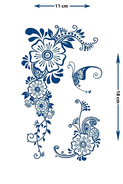 Çiçek Sarmaşığı ve Floral Desenli Dövme - Yarı Kalıcı / 1 Ay Kalıcı Tattoo