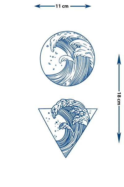 Dalga ve Geometrik Form Dövme - Yarı Kalıcı / 1 Ay Kalıcı Tattoo