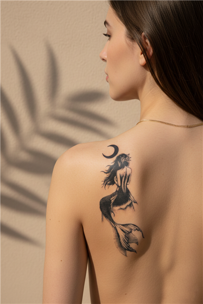 Deniz Kızı ve Hilal Figürlü Dövme - Yarı Kalıcı / 1 Ay Kalıcı Tattoo