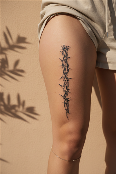 Dikenli Dal ve Örgü Detaylı Sanatsal Tattoo - 3 Adet - Yarı Kalıcı / 1 Ay Kalıcı Dövme 