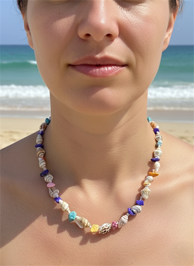 Doğal Deniz Kabuğu Kolye Altın Kaplama Spiral Shell Uçlu Choker El Yapımı Kolye