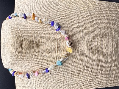 Doğal Deniz Kabuğu Kolye Altın Kaplama Spiral Shell Uçlu Choker El Yapımı Kolye
