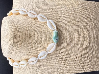 Doğal Deniz Kabuğu Kolye Balık Figürlü Nazar Boncuklu Choker Bohem Kolye
